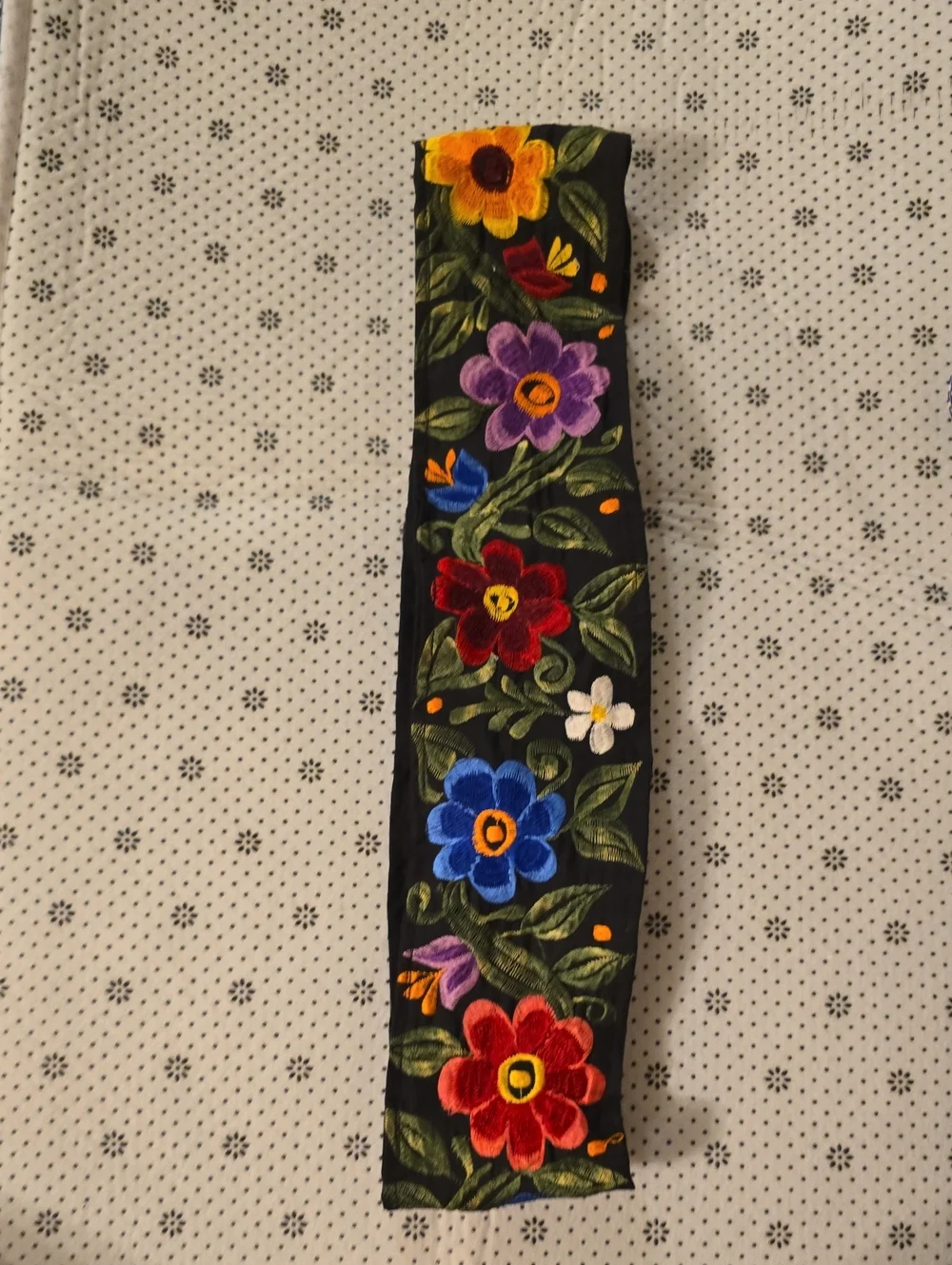 Black Floral Embroidered Belt